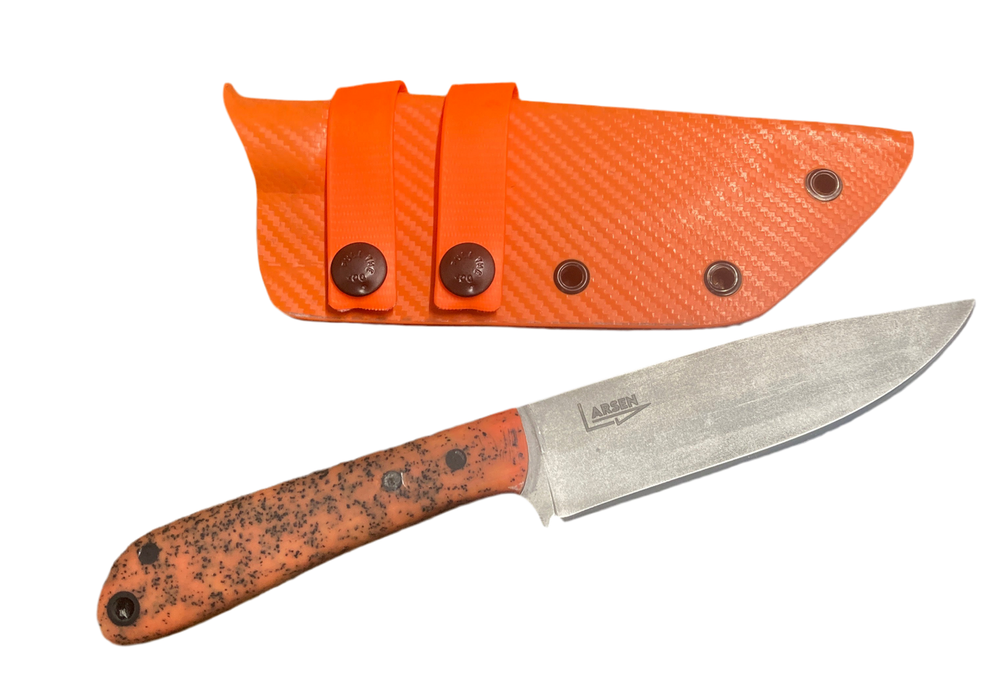 5 inch hunting knife, orange grip tech handle
