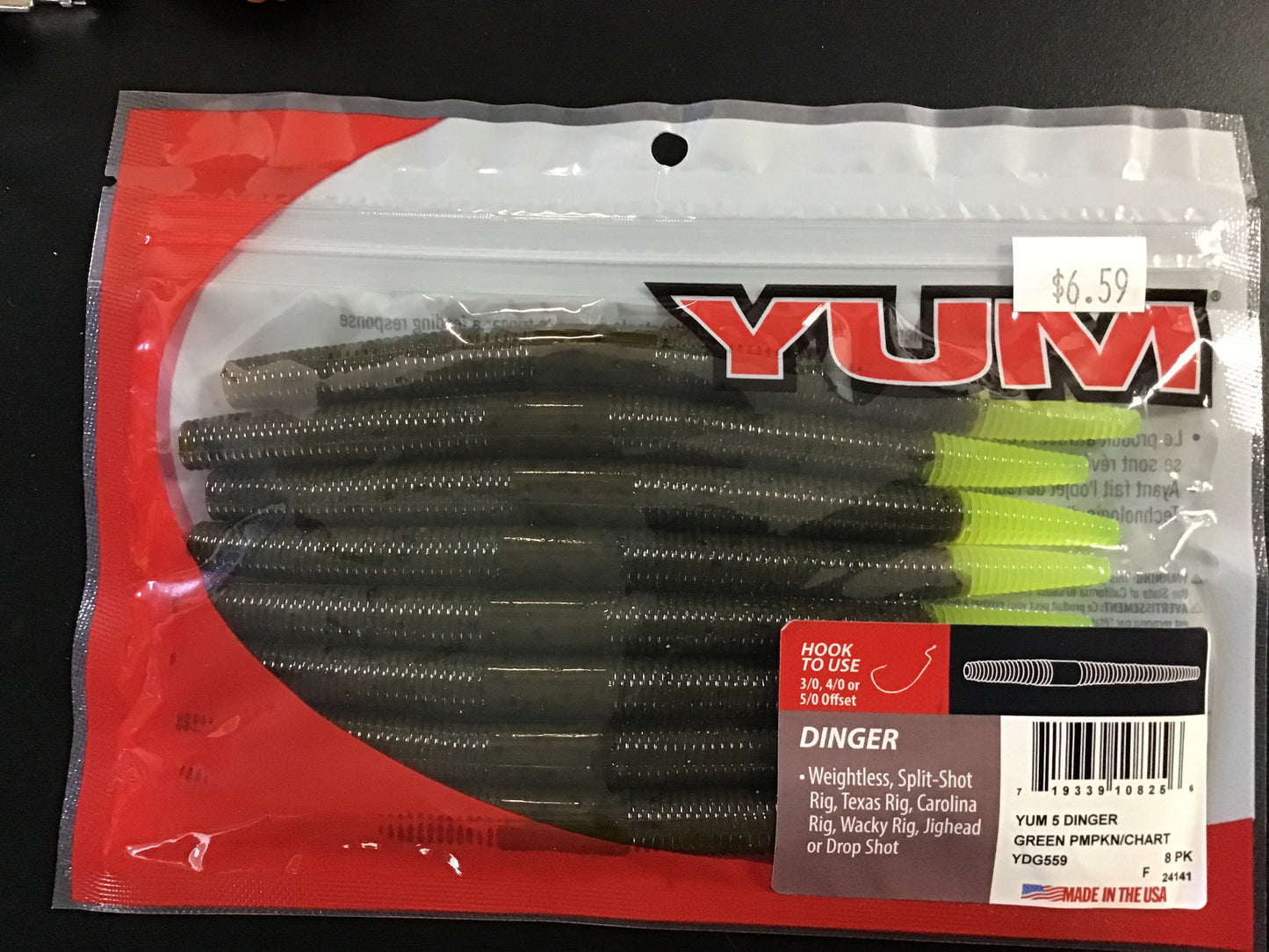 GPC Yum Dinger 5” green pumpkin chartreuse