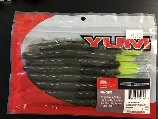 GPC Yum Dinger 5” green pumpkin chartreuse