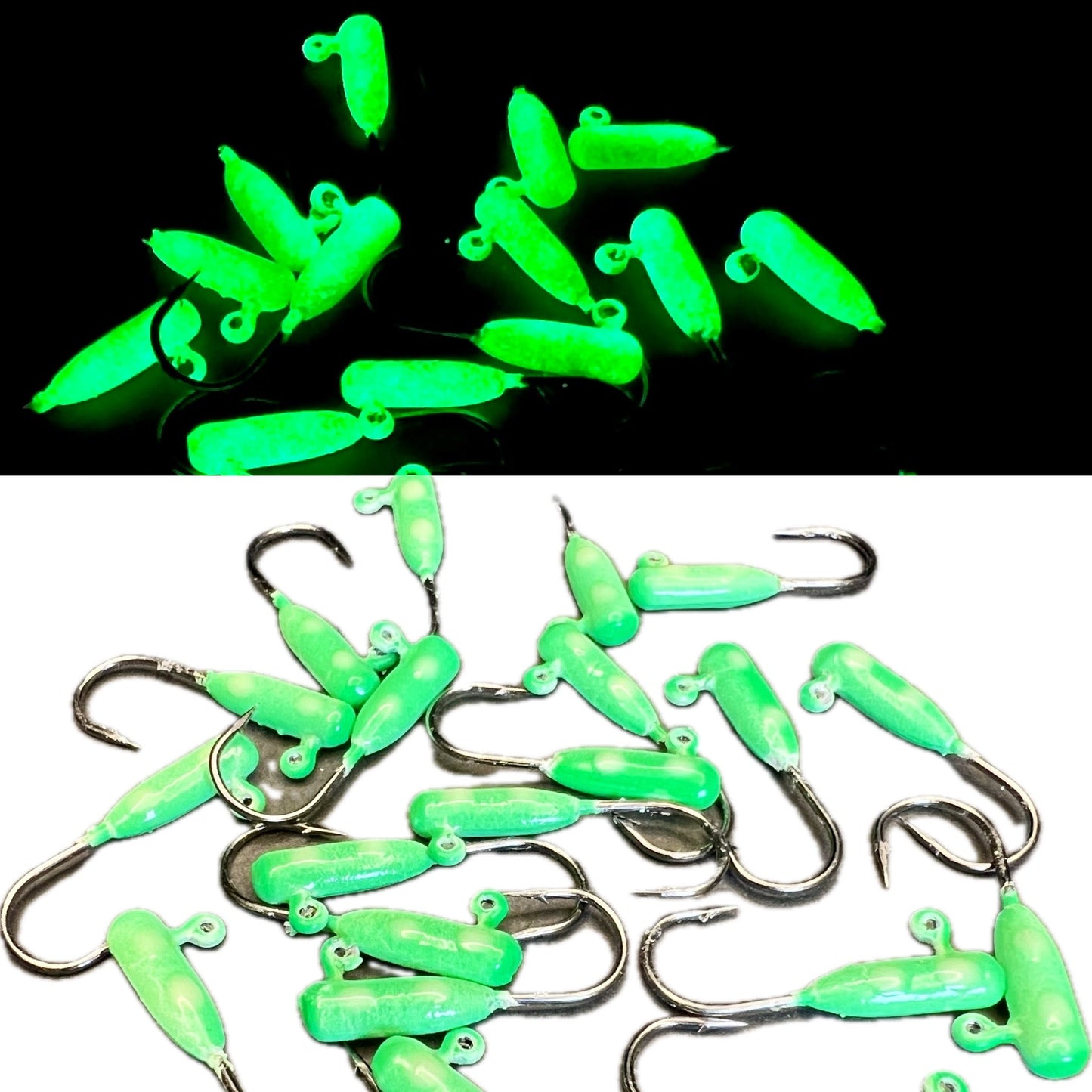 Glowzilla Green Triple Glow UV 1/16 Steelhead Tube Jig #4 3X Strong Voodoo Hook 2 Pack
