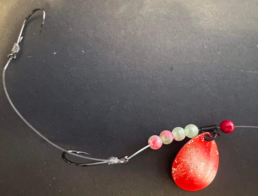 “Bloody Pearls” Crawler Harness With Removable #4 blade & Owner  Size 1 Hooks