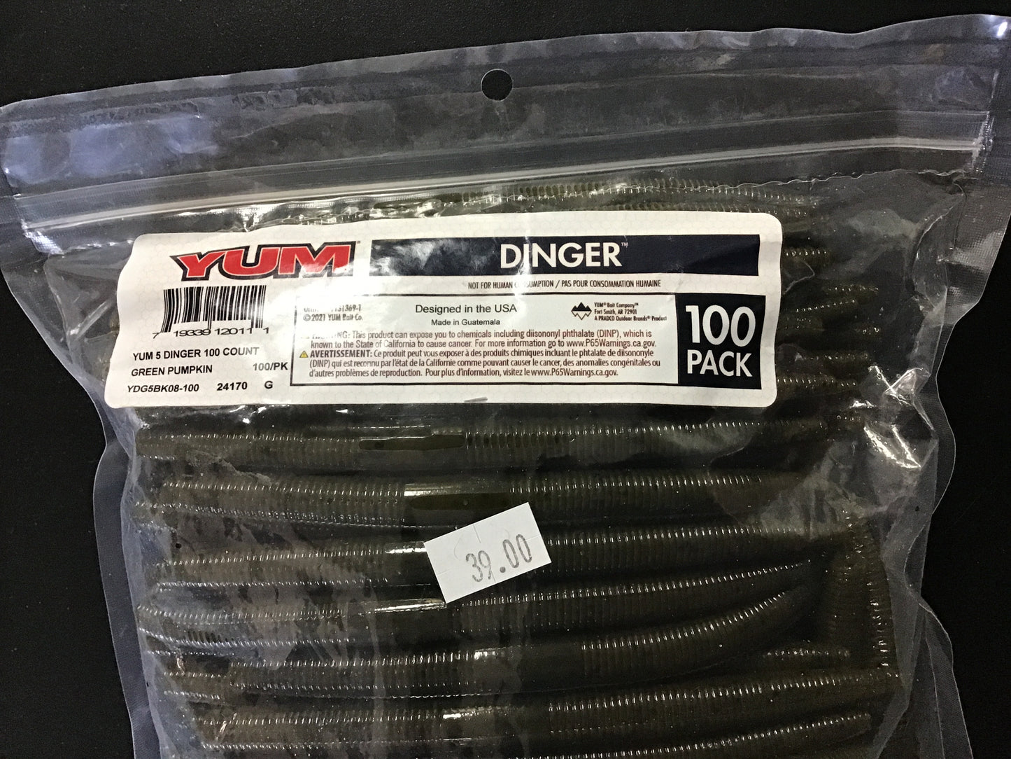 GP Yum Dinger 5” 100pk green pumpkin