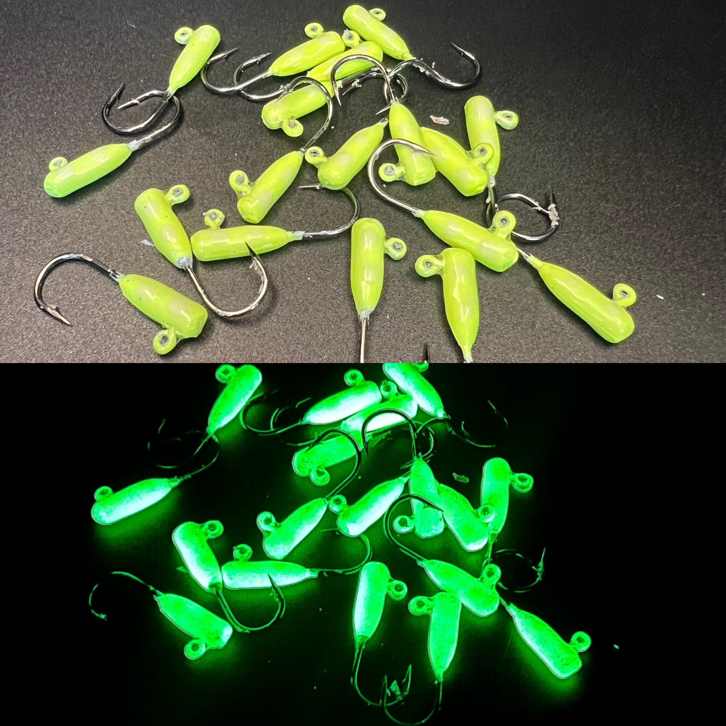 Glowzilla Yellow Triple Glow UV 1/16 Steelhead Tube Jig #4 3X Strong Voodoo Hook 2 Pack