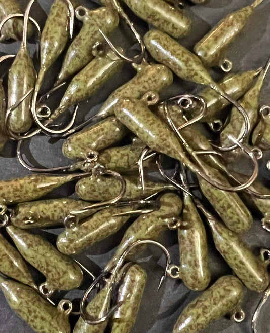 Green Pumpkin Indestructible Paint 1/16oz Steelhead Tube Jig #4 3X Voodoo Hook 2 Pack