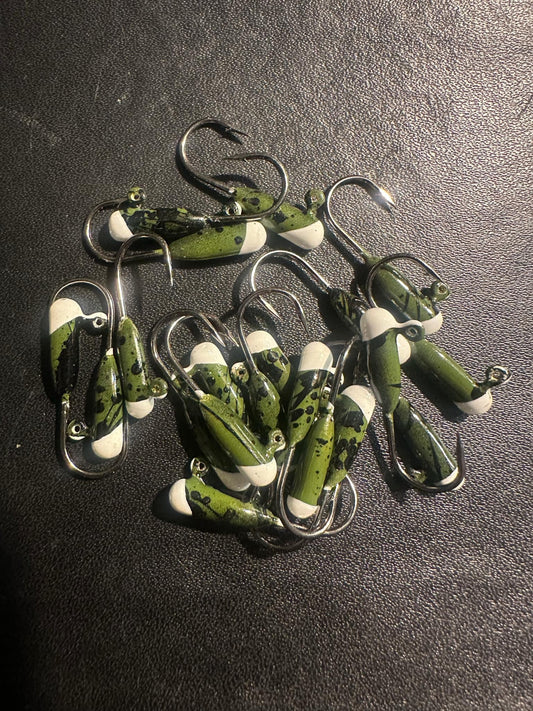 Olive Burger UV Steelhead Tube Jig #4 3X Strong Voodoo Hook 2 Pack