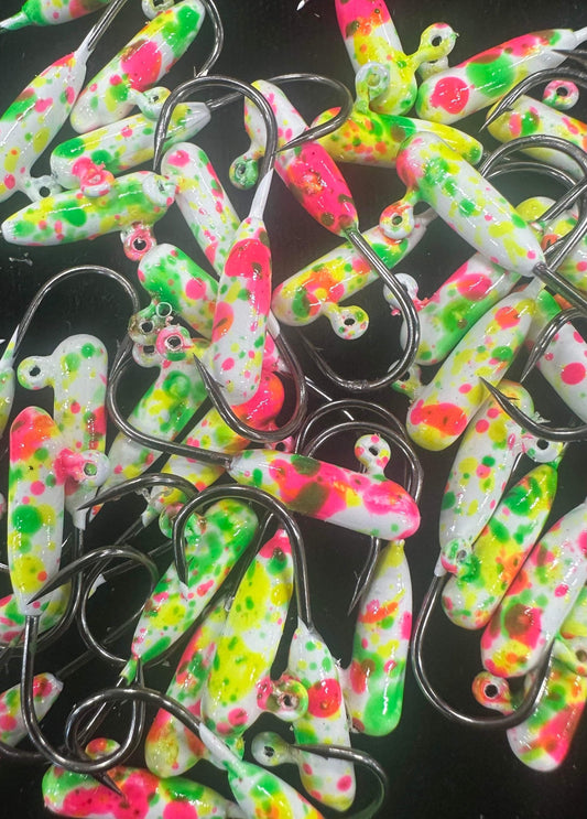 Moldy Splat UV Glow 1/16oz Steelhead Tube Jig #4 3X Strong Voodoo Hook 2 Pack