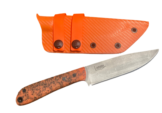 5 inch hunting knife, orange grip tech handle