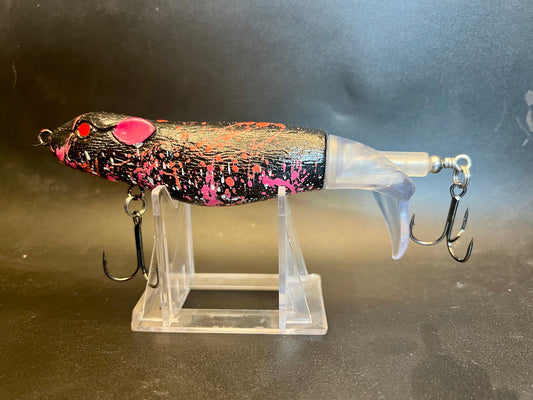 Pink Slamin Rat Flopper Plopper 130mm with 3x Strong Hooks for Musky, Pike & Trophy Bass