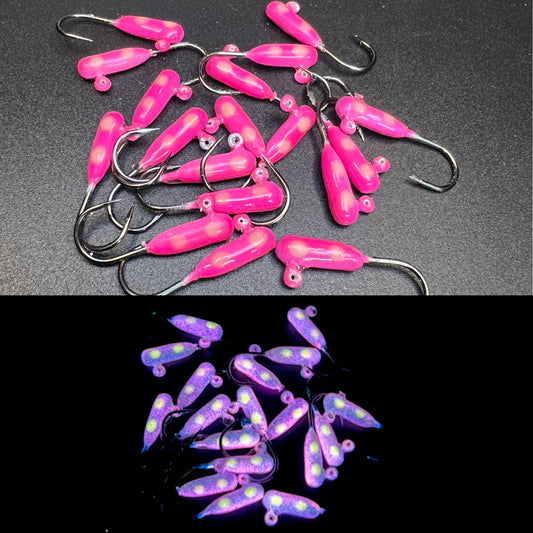 Glowzilla Pink Triple Glow UV 1/16 Steelhead Tube Jig #4 3X Strong Voodoo Hook 2 Pack
