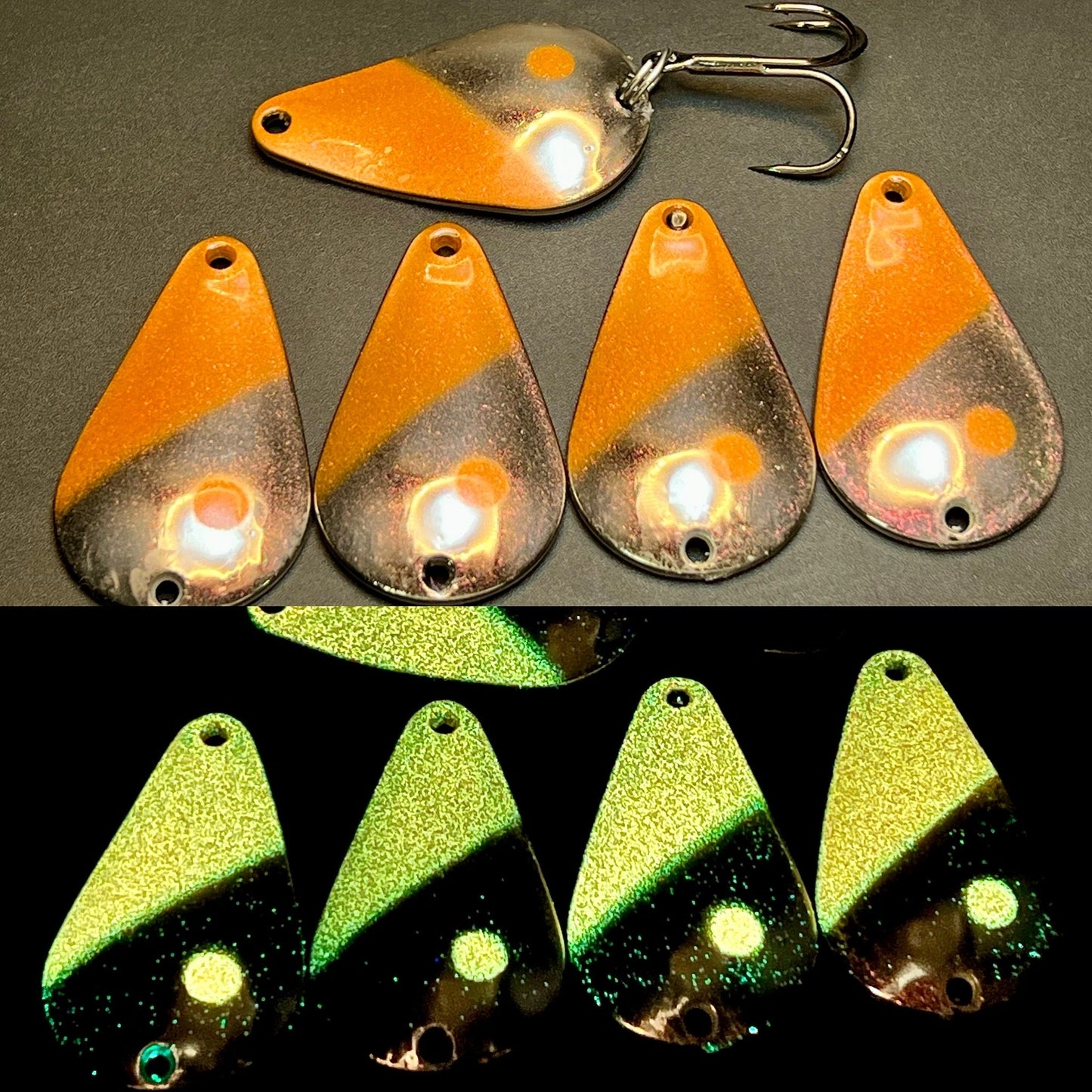 Great Lakes Ghost Orange UV Super Glow TJ Bobbler Casting Spoon