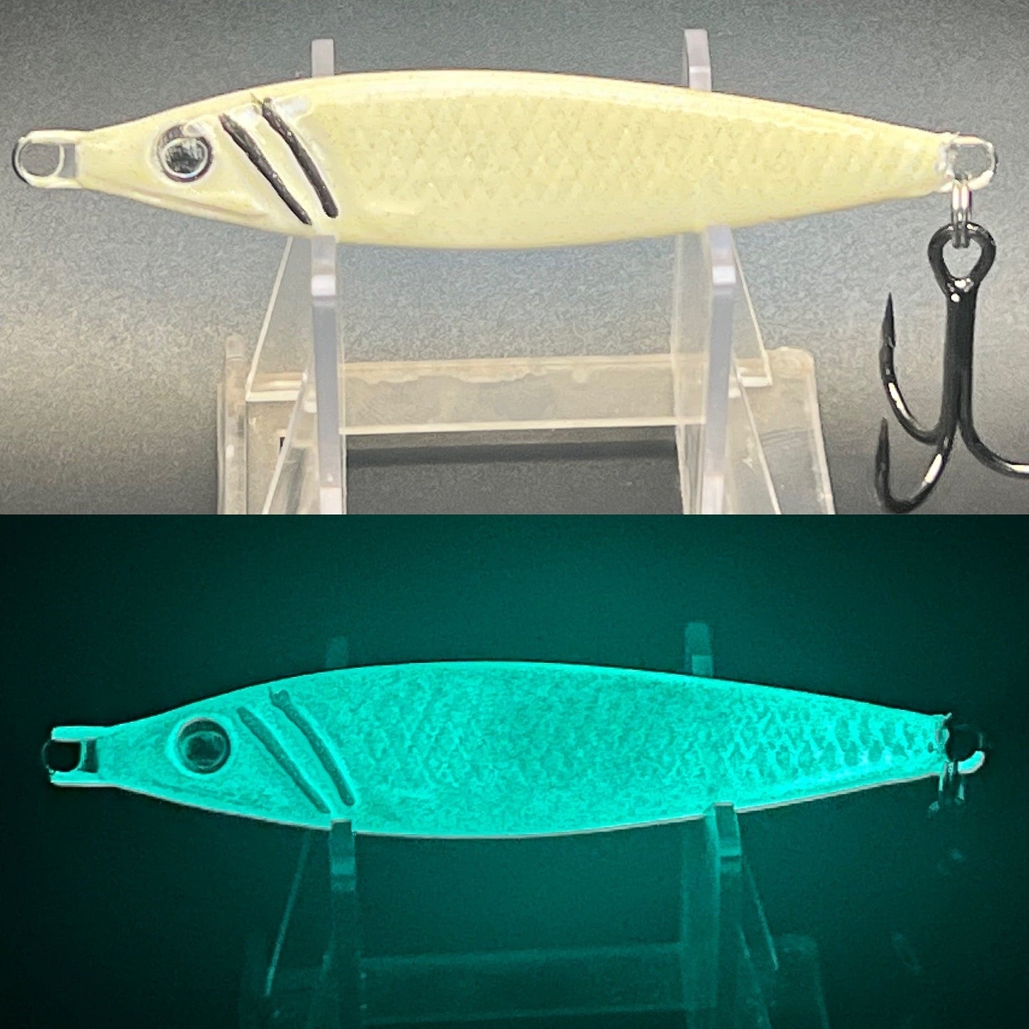 The Whitefish Stripes UV Glow 2 oz Jigging Spoon